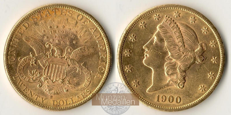 USA  20 Dollar MM-Frankfurt Feingold: 30,09g Double Eagle 1900 S 
