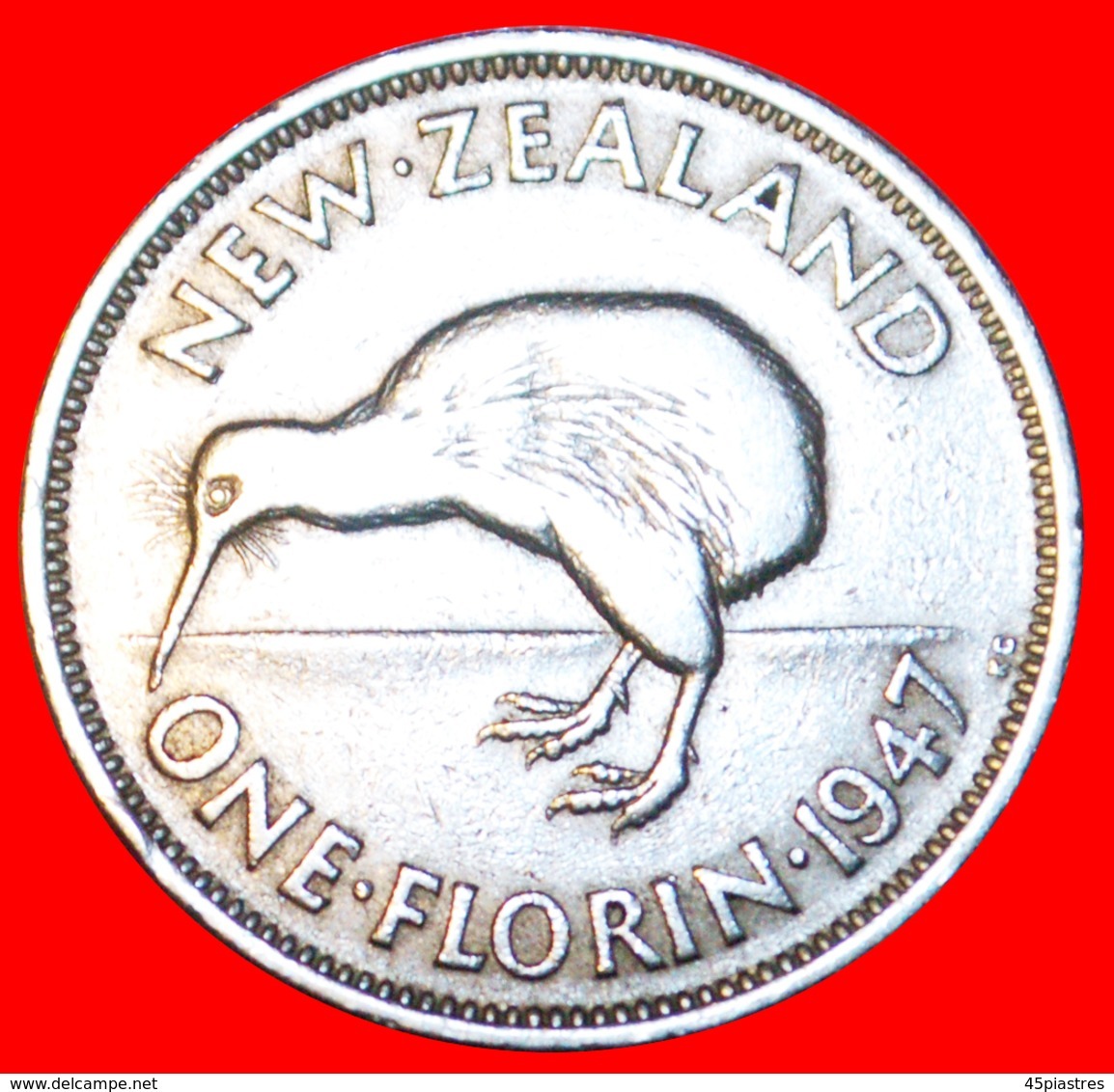  * KIWI BIRD: NEW ZEALAND ★ FLORIN 1947! GEORGE VI (1937-1952) LOW START ★ NO RESERVE!   