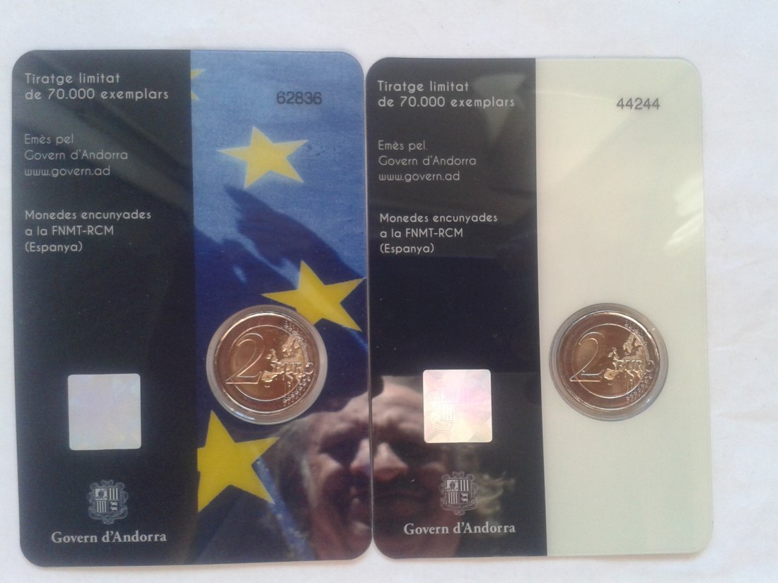  Original 2 x 2 euro 2022 Andorra Karl der Grosse und Währungsunion EU in coincard   