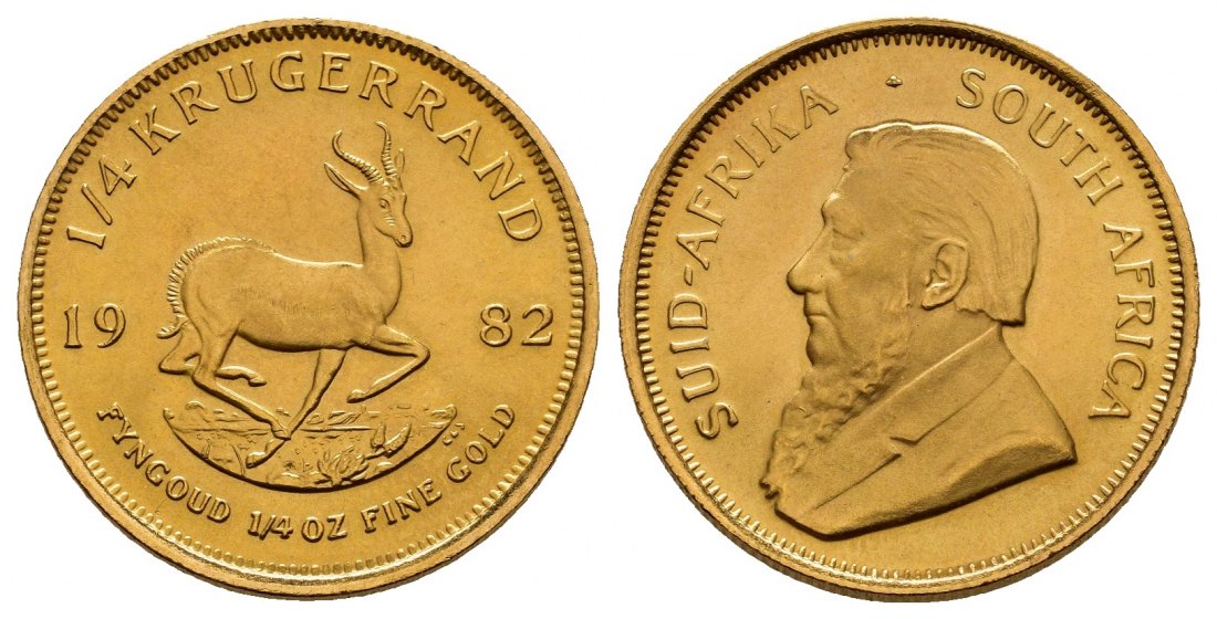 PEUS 8287 Süd-Afrika 7,78 g Feingold 1/4 Krügerrand GOLD 1/10 Unze 1982 Vorzüglich
