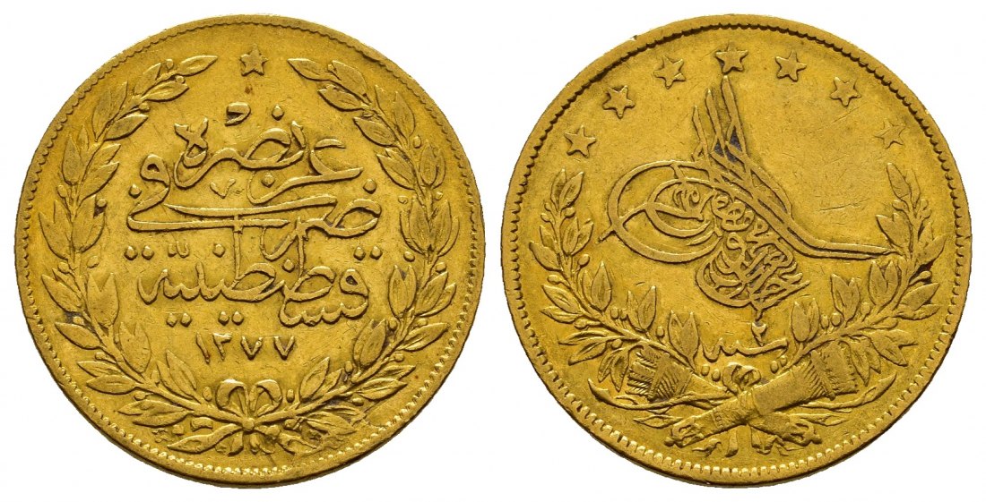 PEUS 8288 Türkei 6,61 g Feingold. Sultan Abdul Aziz (1861-1876) 100 Piaster GOLD 1278=09.07.1861 Sehr schön