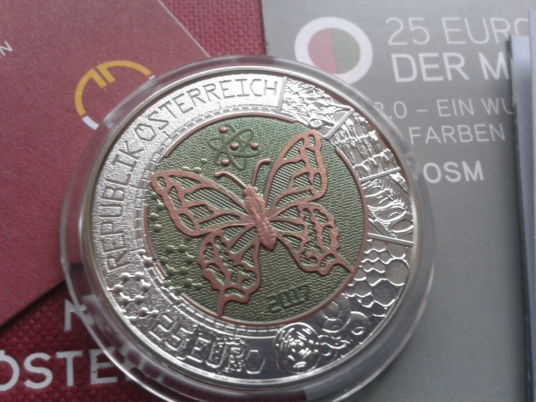  Original 25 euro 2017 Österreich Der Mikrokosmos Silber Niob hgh (Handgehoben   