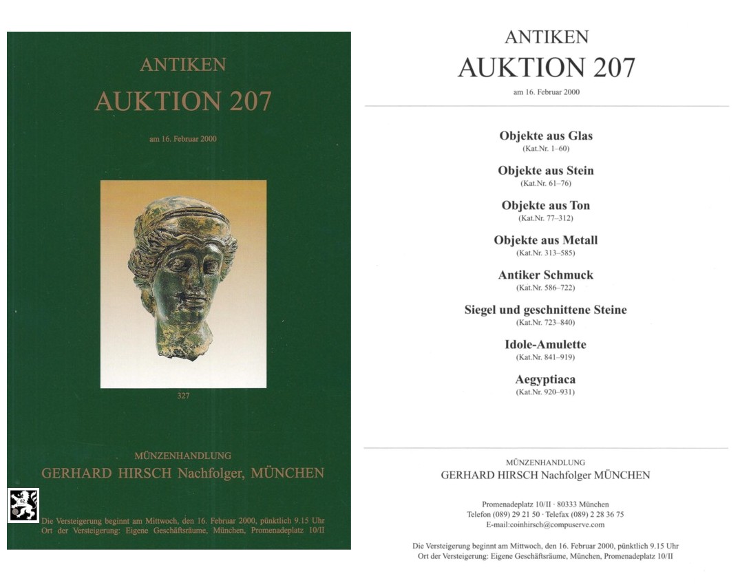  Hirsch (München) Auktion 207 (2000) Antike Kleinkunst ua Sammlung Tonlampen Teil 1- ,Antiker Schmuck   