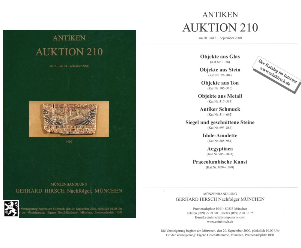  Hirsch (München) Auktion 210 (2000) Antike Kleinkunst ua Sammlung Tonlampen Teil 2- ,Antiker Schmuck   