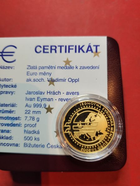  Tschechien 1 Probe Euro in Gold 2002 Proof 500 Stück RR Münzenankauf Koblenz Frank Maurer R6   