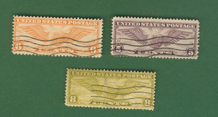  USA 1930 Flugpostmarken Pilotenabzeichen kompl.Satz Mi.321 - 323 gest.   