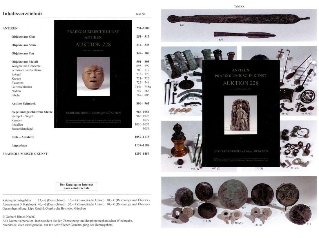  Hirsch (München) Auktion 228 (2003) Antike Kleinkunst ua Objekte aus  Glas ,Stein ,Ton ,Metall   