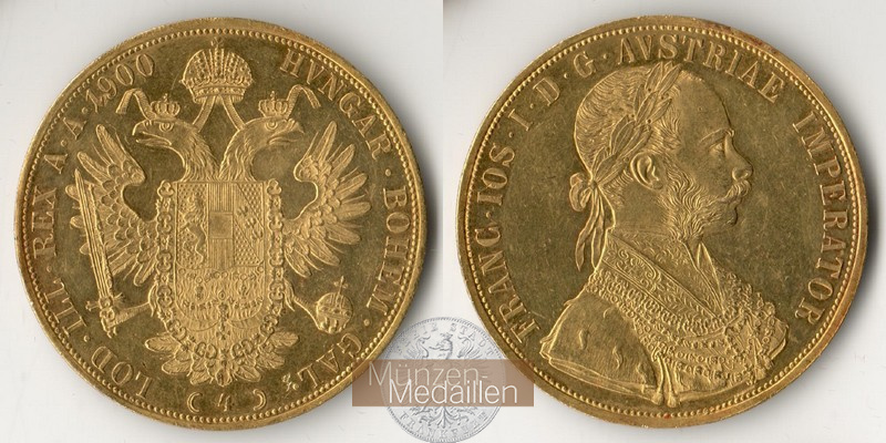 Österreich - Franz Joseph I. MM-Frankfurt  Feingold: 13,76g 4 Dukaten 1900 