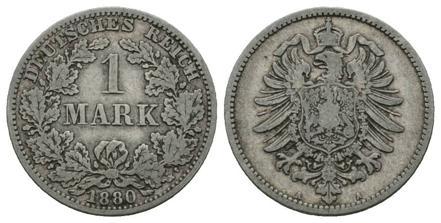  Deutsches Reich, 1 Mark 1880, 1 Stück, Prägestätte A   