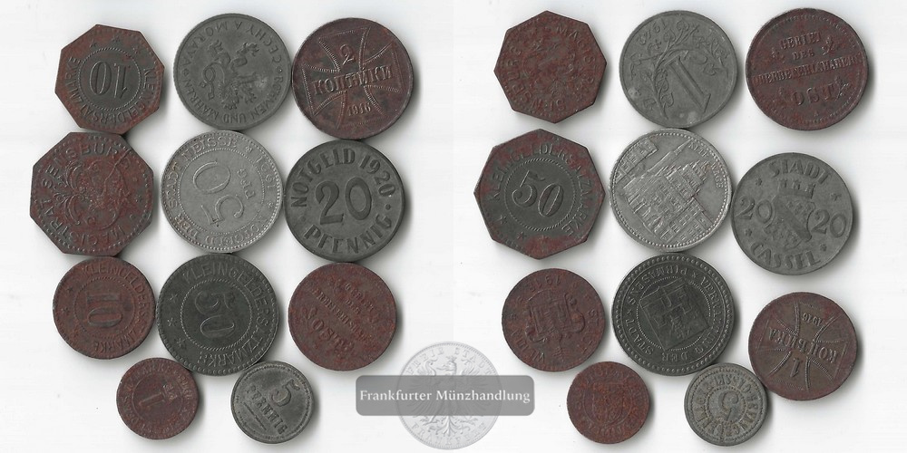  Notmünzen  Lot  verschiedene Münzen  FM-Frankfurt   