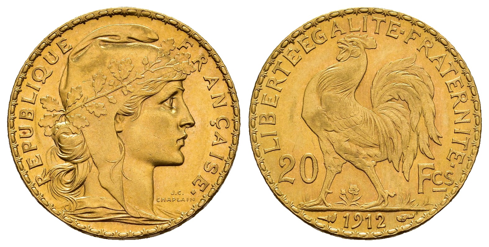 PEUS 8460 Frankreich 5,81 g Feingold. Marianne / Galischer Hahn 20 Francs GOLD 1912 Kl. Kratzer, fast Vorzüglich