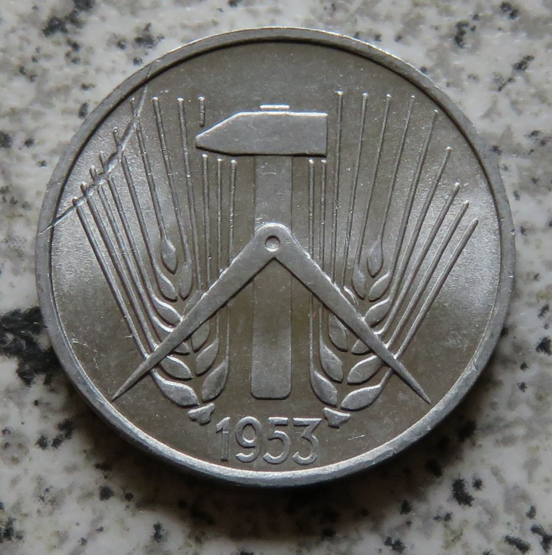  DDR 5 Pfennig 1953 A, Erhaltung, Verprägung   