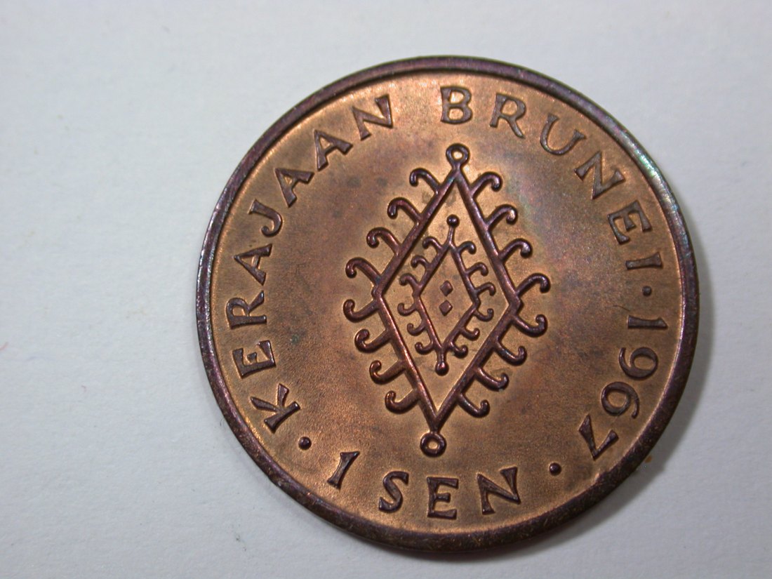 G19 Brunei 1 Sen 1967 in ST-fein Originalbilder