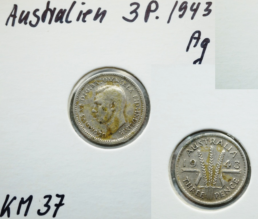  Australien, 3 Pence 1943   
