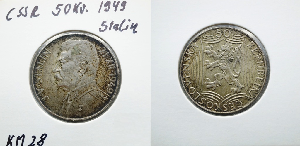  Tschechien 50 Kronen 1949, Silber   