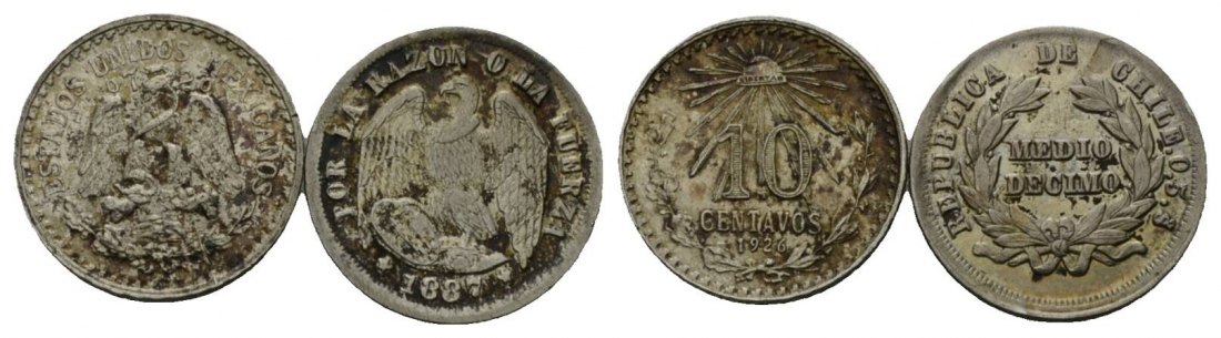  Ausland; 2 Kleinmünzen 1887/1926   