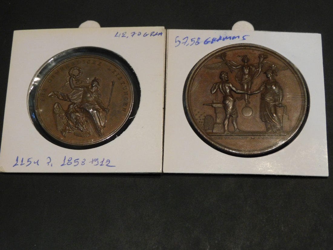  GERMANY 2 BRONZE MEDALS FRIEDRICH WILHELM IV PRUSSIA.GRADE-PLEASE SEE PHOTOS.   
