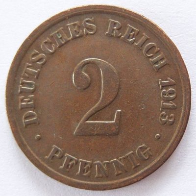  Deutsches Reich 2 Pfennig 1913 D Kupfer ss   