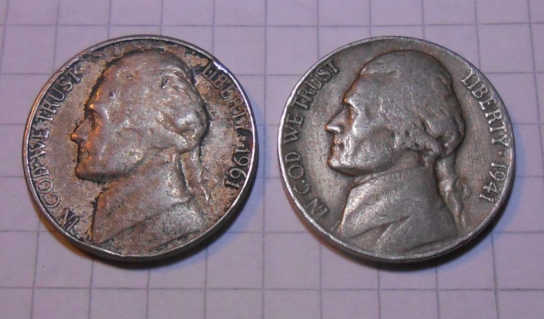  e.1 USA 5 Cent 1941 +1961   
