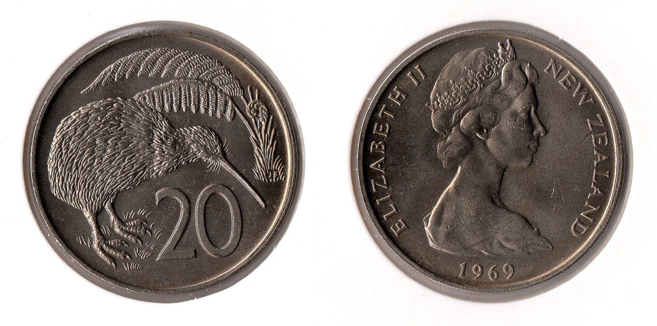  Neuseeland 20 Cents 1969 K-N Bfr./vz   