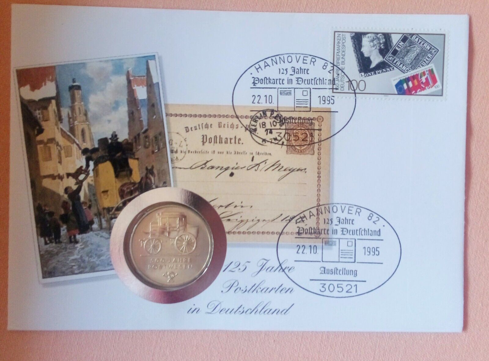  Numisbrief 125 J. Postkarten in Deutschland mit 5 Mark DDR 1990 Post sehr selten   