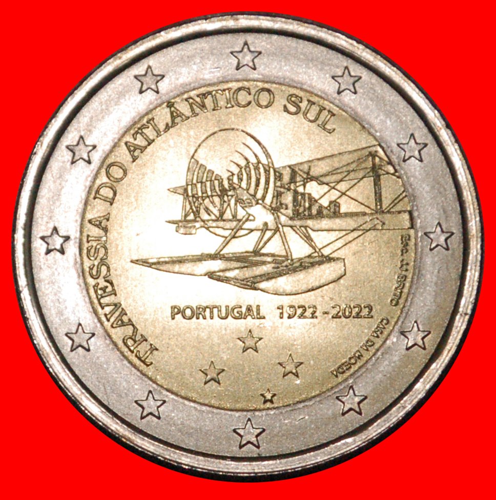  * PLANE SOUTHERN CROSS: PORTUGAL ★ 2 EURO 1922-2022 UNC MINT LUSTRE!★LOW START ★ NO RESERVE!   