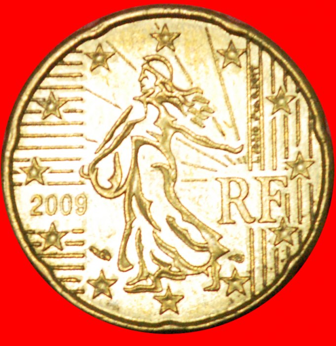  * SPANISH ROSE: FRANCE ★ 20 EURO CENTS 2009 NORDIC GOLD ~ SOWER ERROR!★LOW START ★ NO RESERVE!   