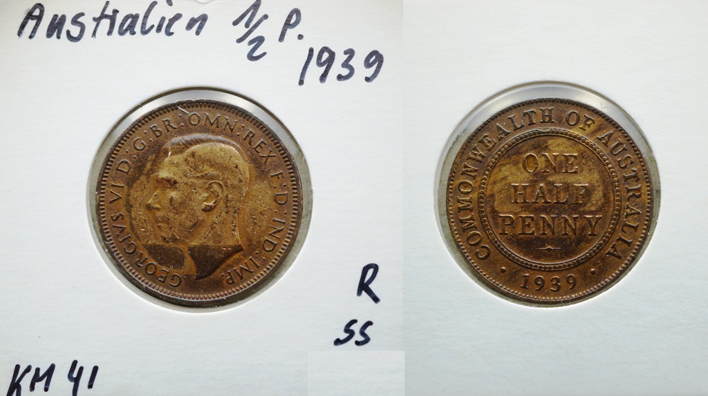  Australien, 1/2 Penny 1939   