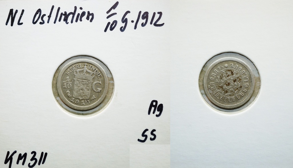  Niederlande Ost Indien, 1/10 Gulden 1912   