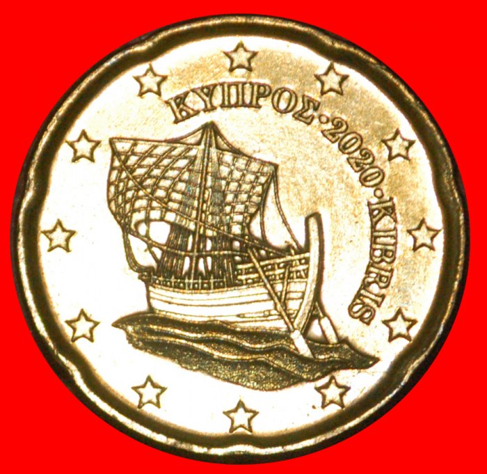  * GREECE (2008-2022): CYPRUS★ 20 CENT 2020! SHIP NORDIC GOLD UNC MINT LUSTRE★LOW START ★ NO RESERVE!   