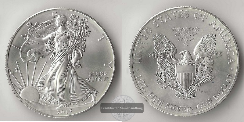  USA  1 Dollar  2013  American Silver Eagle   FM-Frankfurt     Feinsilber: 31,11g   