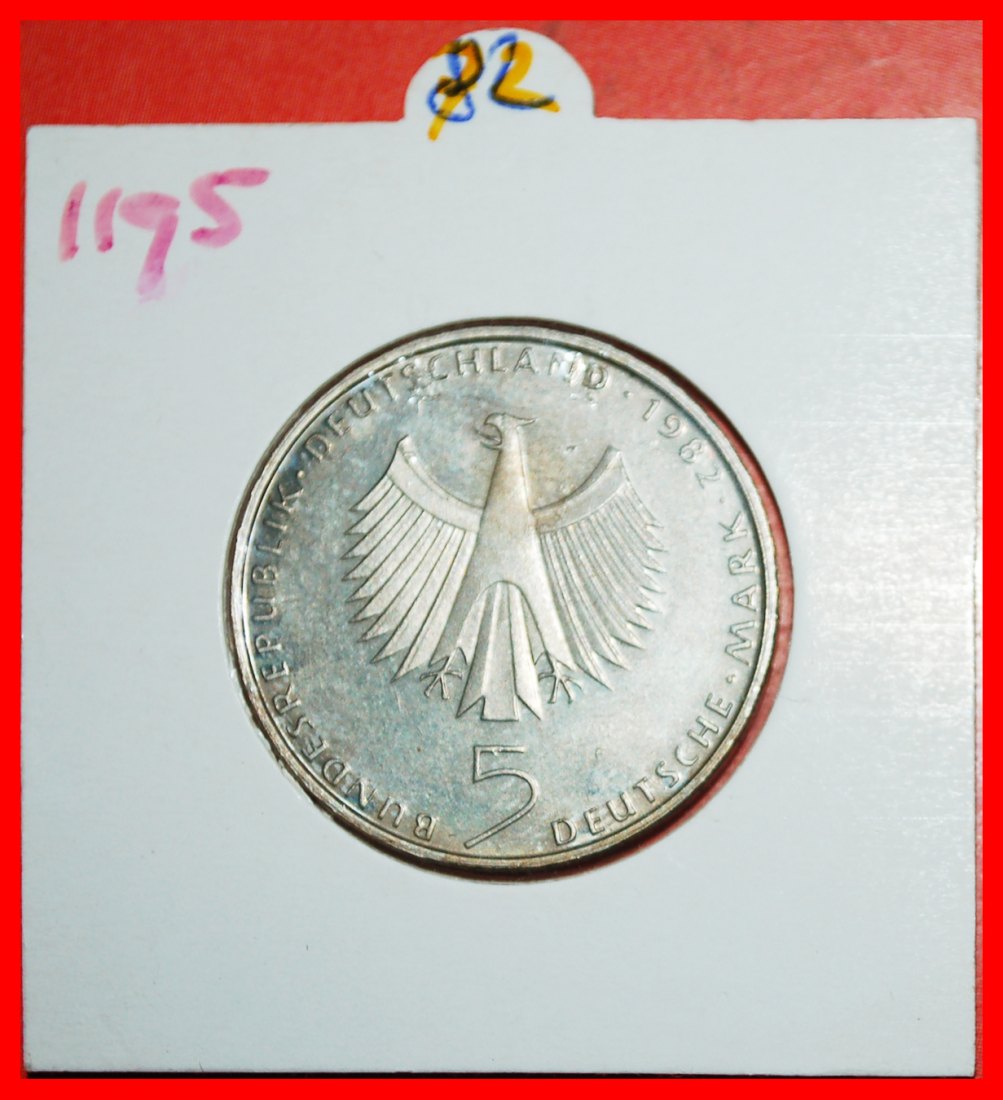  * UN 1972: GERMANY ★ 5 MARKS 1982F UNC MINT LUSTRE! IN HOLDER! LOW START ★ NO RESERVE!   