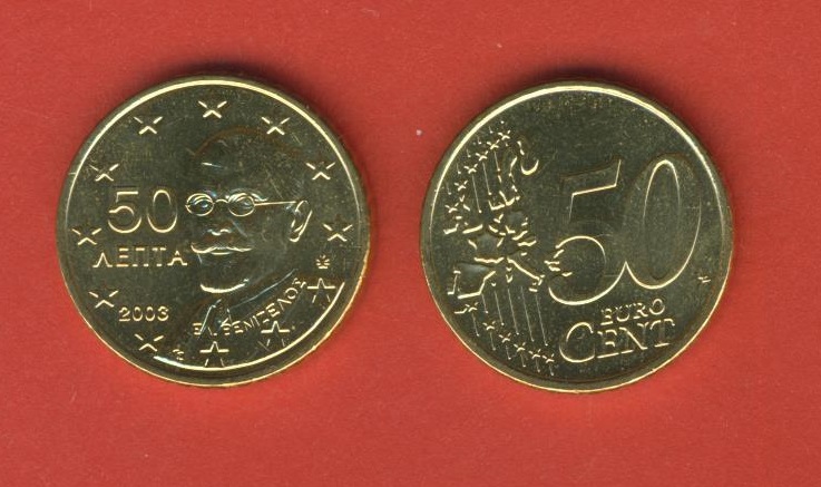  Griechenland 50 Cent 2003 bankfrisch aus der Rolle entnommen Auflage nur 700 000 Stück   