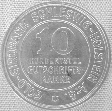  Gold-Girobank Schleswig-Holstein 10/100 Gutscheinmarke 1923   