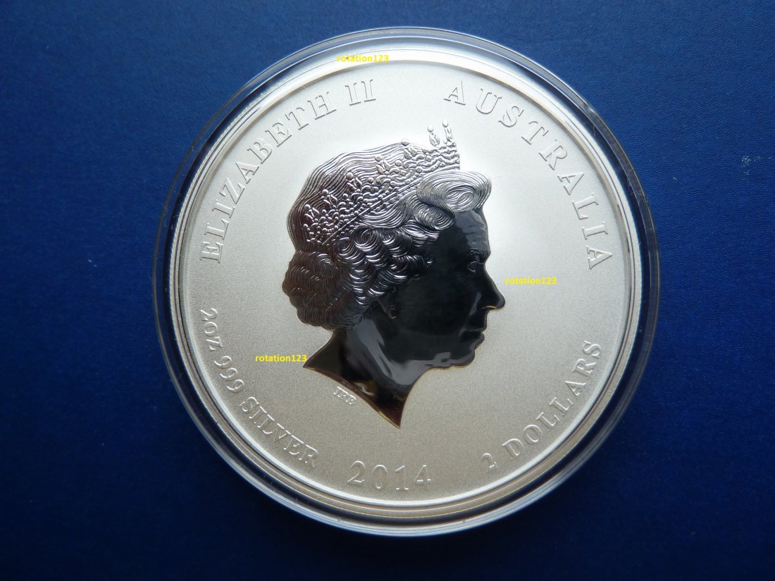  Australien 2 Dollars 2014 Lunar II Horse Silber BU in original Kapsel   