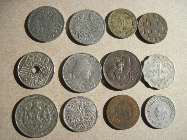  Lot 12 Antike Münzen 1890 -1923, inkl. 1 Cent USA 1890   