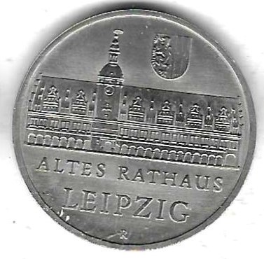  DDR 5 Euro 1984, Altes Rathaus Leipzig, Stempelglanz, siehe Scan unten   