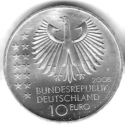  BRD 10 Euro 2008, Max Planck, Silber 18 gr. 0,925, BU, siehe Scan unten   
