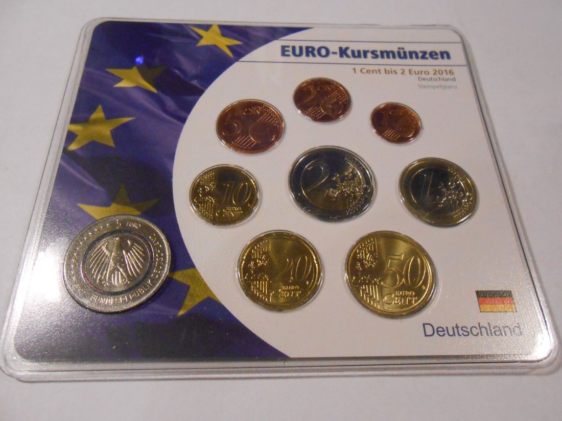  Deutschland EURO KMS 2016 mit 5 EURO Sondermünze 2016 F Planet Erde   