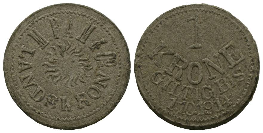  Böhmen, 1 Krone 1914 Landskron; Pappe   