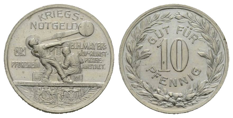  Notgeld; Pforzheim Kleinmünzen; 10 Pfennig   