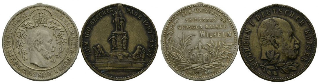  Medaillen 1897/1888 (2 Stück); Henkelspur   