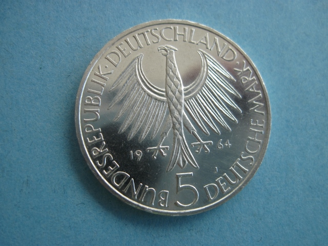  Deutschland 5 DM Gedenkmünze 150. Todestag Fichte 1964 J, vz+   