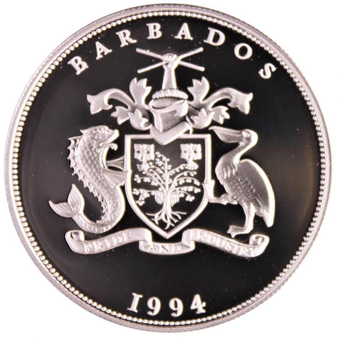  Barbados: 5 Dollar 1994, pp, 28,28 gr. 925er Silber, sehr selten, nur 2000 Exemplare!!   