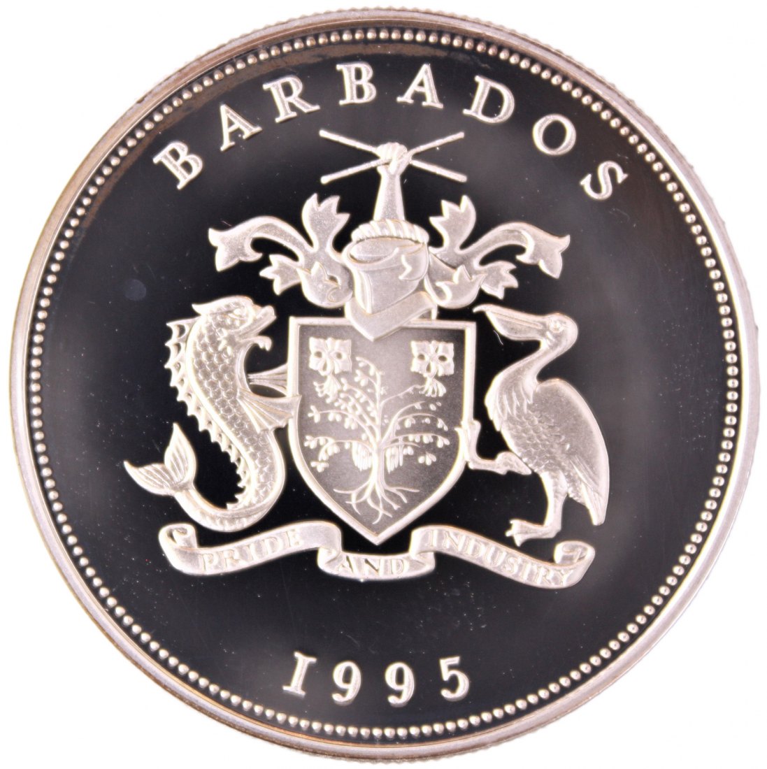  Barbados: 5 Dollar 1995, erste Europäer jubil. Silber, 28,28 gr. 925er, pp, nur 15.000 Ex.   