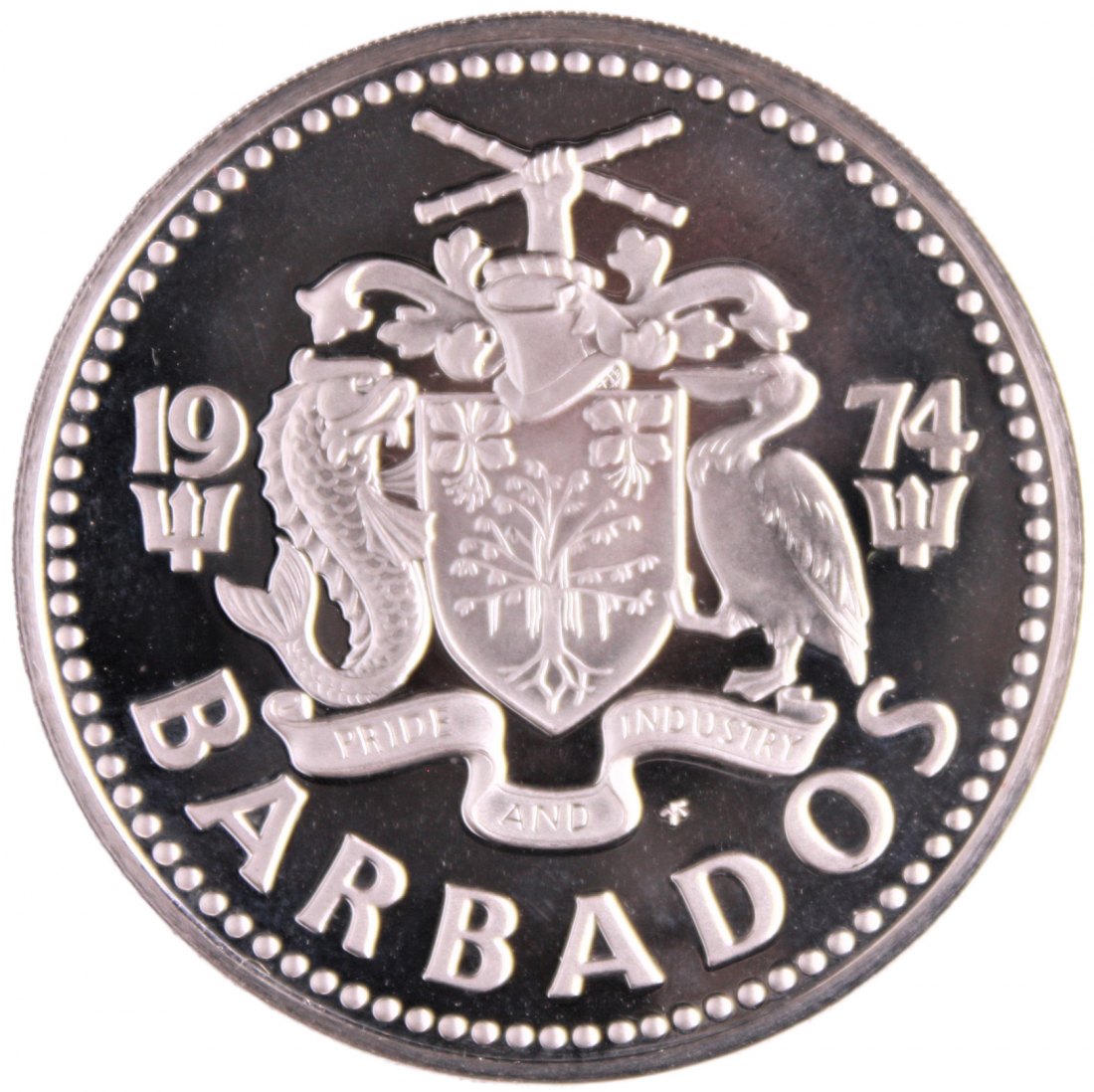  Barbados: 5 Dollar 1974, Springbrunnen, 31,1 gr. 800er Silber, nur 12.000 Exemplare!   
