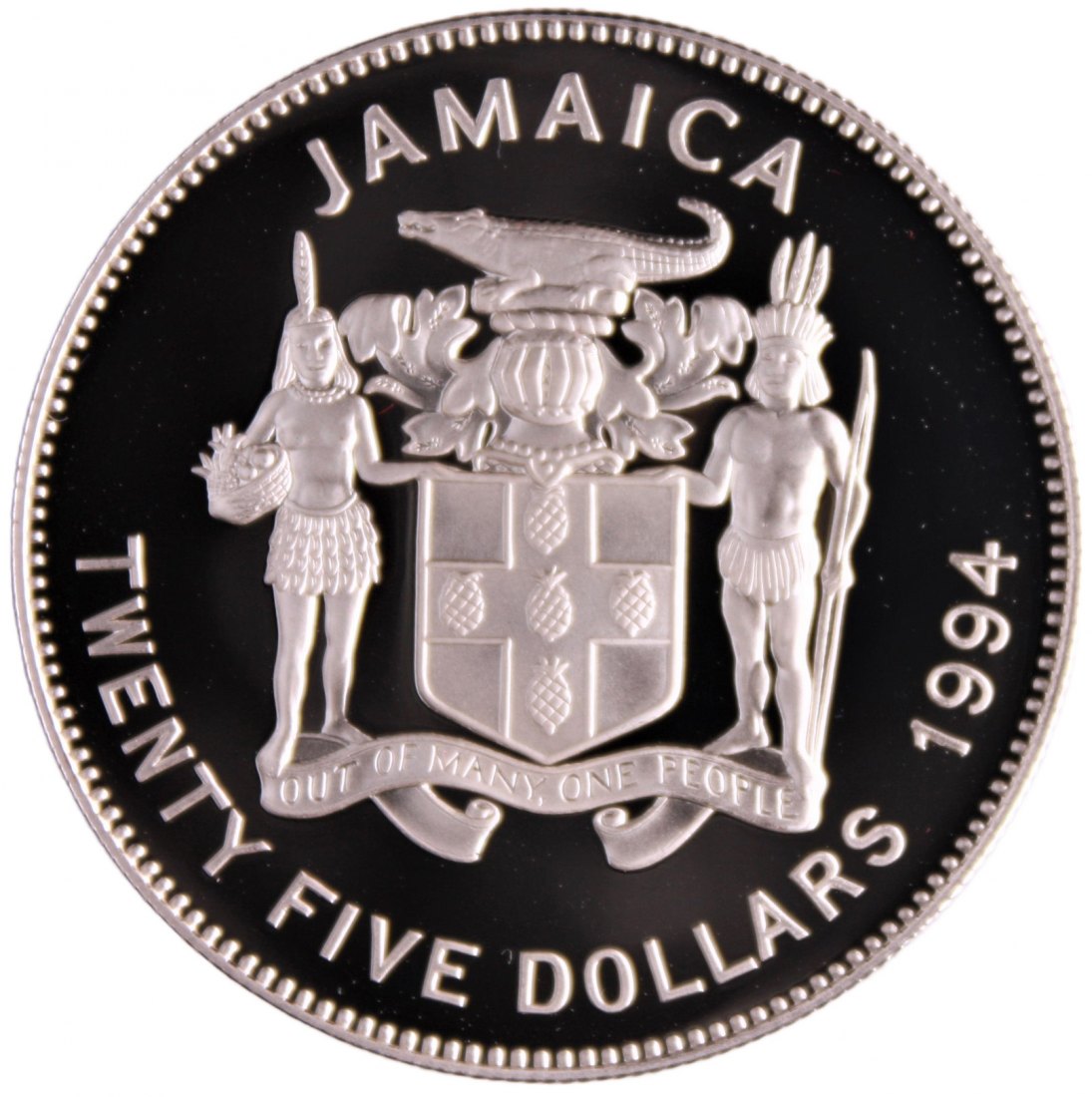  Jamaica: 25 Dollars 1994, pp, 28,28 gr. 925er Silber, nur 10.000 Ex.   