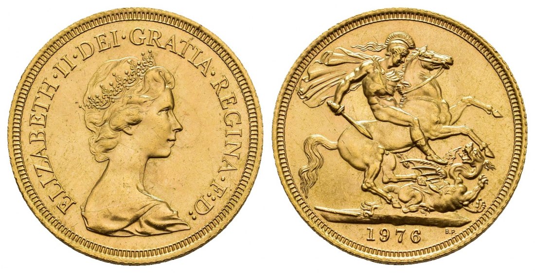 PEUS 9239 Grossbritannien 7,32 g Feingold. Elizabeth II. (1952 - heute) Sovereign GOLD 1976 Kl. Kratzer, fast Stempelglanz