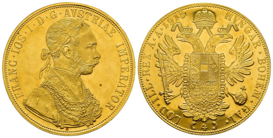 PEUS 9249 Österreich 13,76 g Feingold. Franz Joseph (1848-1916) 4 Dukaten (off.NP) GOLD 1915 Fast Stempelglanz