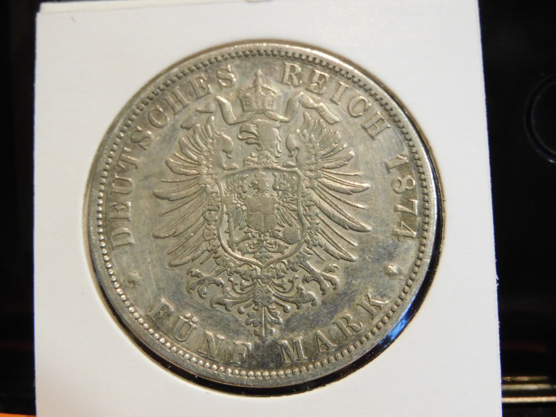  GERMANY 5 MARK 1874 PRUSSIA.GRADE-PLEASE SEE PHOTOS.   